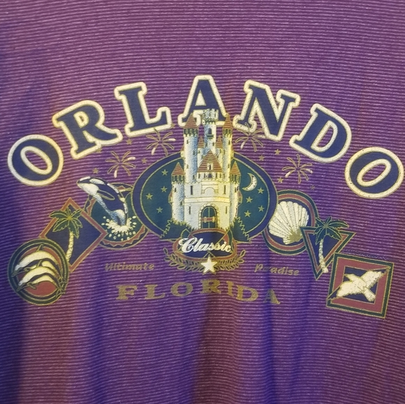 SOLD - Vintage Graphic Orlando Florida Purple Oversized T-shirt - Picture 4 of 9